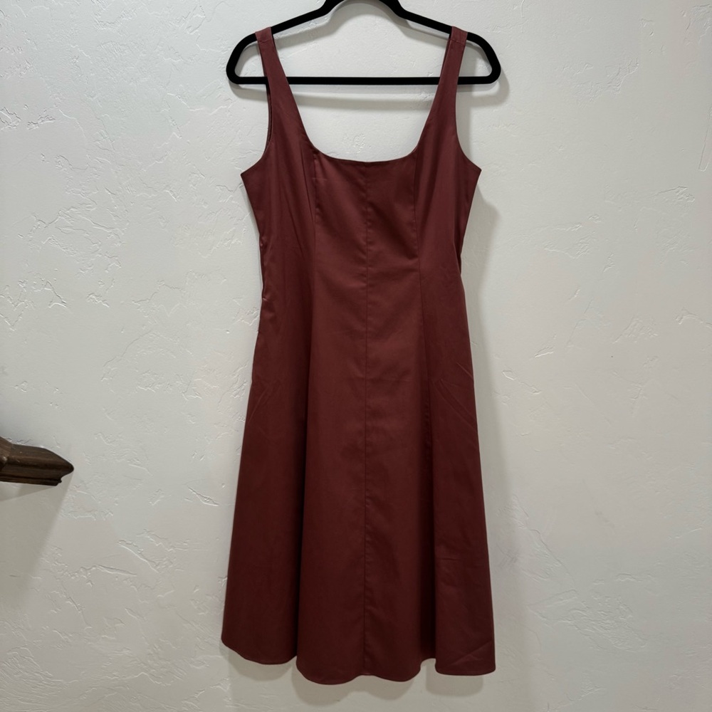 NWT Club Monaco Wide Neck Panel Dress Red Women's 8 A Line Pockets Classic - Picture 2 of 16